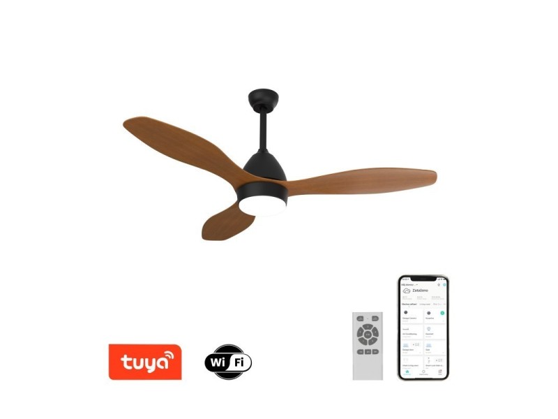 Lampa ar ventilatoru 18W melns/koks Wi-Fi