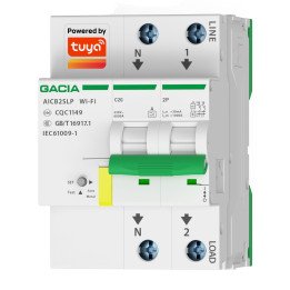 AICB 2P C20 30mA, 6kA, smart modular circuit breaker WiFi, TUYA