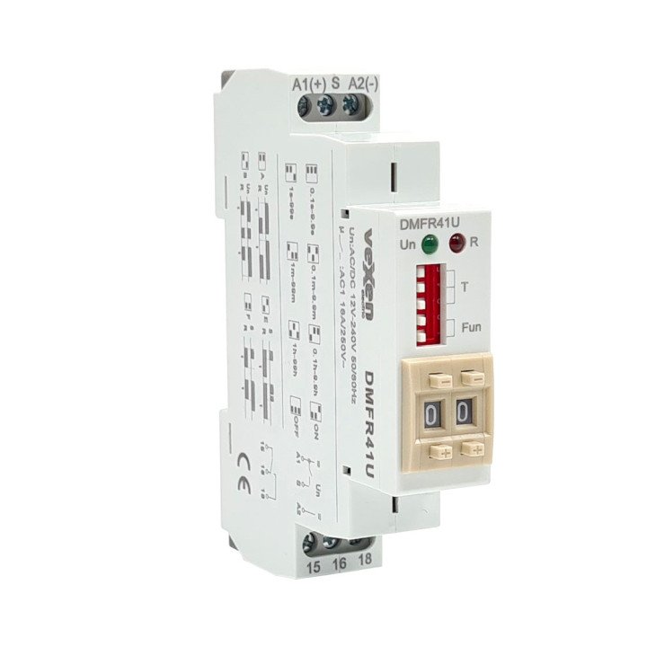 DMFR41U Multifunctional digital time relay 1CO 16A AC/DC 12-230V