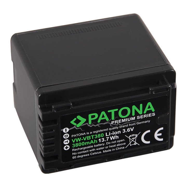 Patona PT1257 Premium Li-Ion Battery 3800mAh for Panasonic VW-VBT380