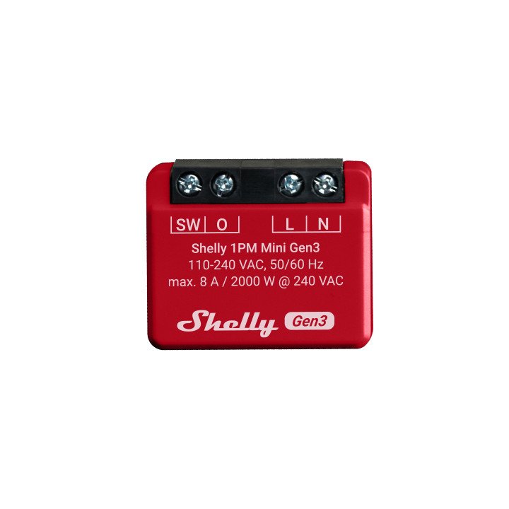 Shelly 1PM Mini Gen3 8A/240VAC Wi-Fi, Bluetooth, smart switch with power metering