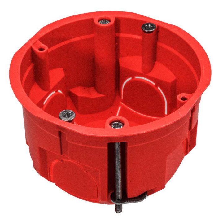 Junction box for gypsum 1-gang, d68/45, red, halogen free