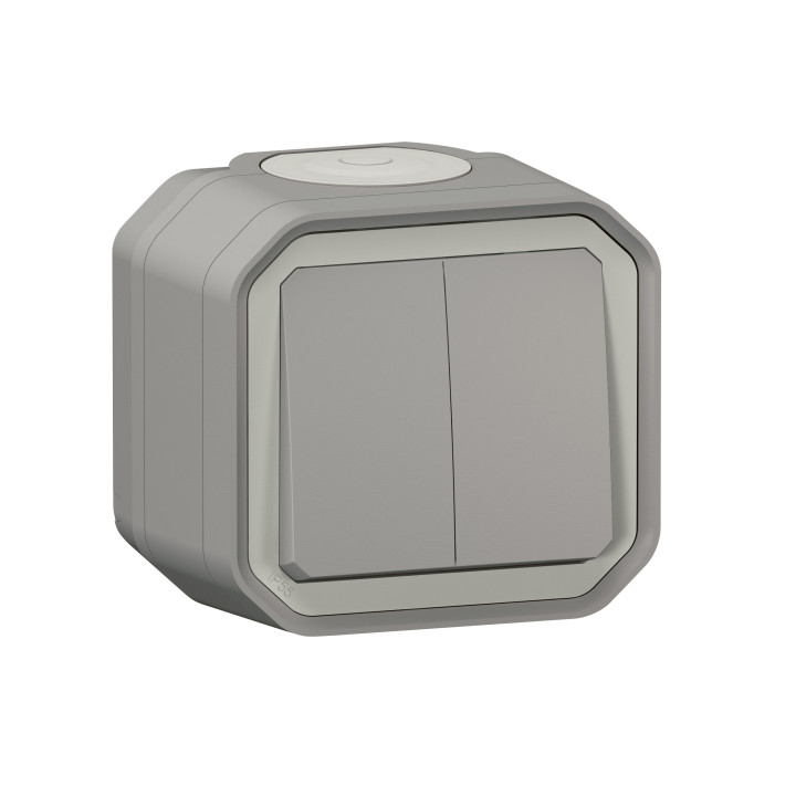 PLEXO 2 GANG 2-WAY SWITCH OR 2 GANG PUSH BUTTON - GREY - SURFACE