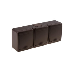 BETA surface socket 3-gang with grounding and cover brown IP44