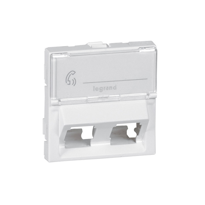 Adapter RJ 45 jaoks -Mosaic -2 Keystone'i pistiku jaoks -kallutatud 45° -2 mod -valge