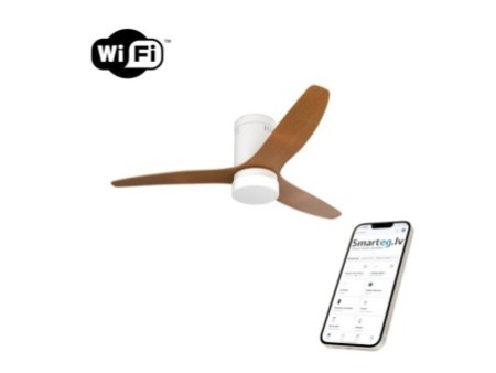 Lampa ar ventilatoru 26W balts/koks Wi-Fi