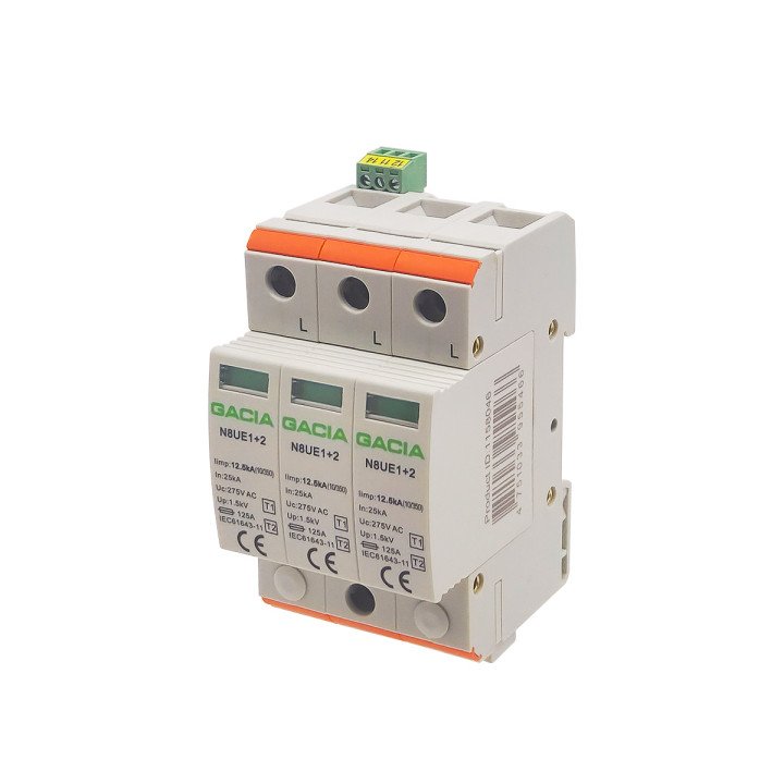 N8UE-1+2 G12.5 275V 3P R B+C surge arrester with alarm contact 1NO