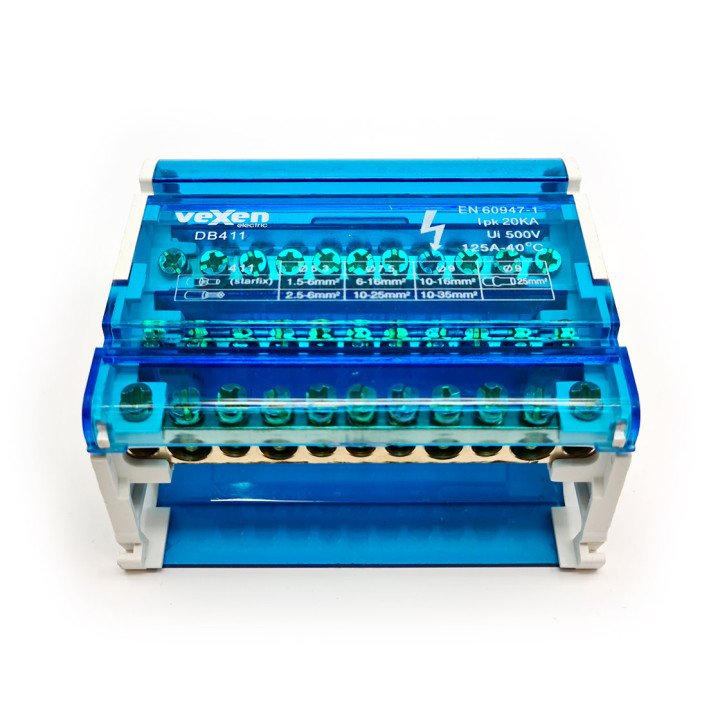 Distribution block 4x11, 125A/500V