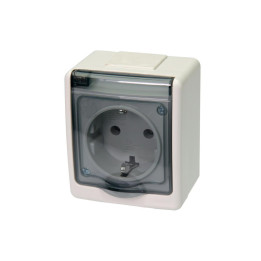 BETA surface socket with grounding and transparent cover white IP44