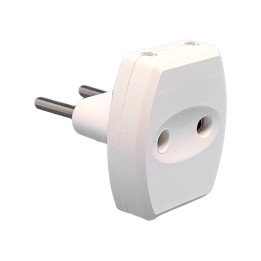 VX1019W - T-tyypin valkoinen pistokeadapteri, 3-osainen pistoke,