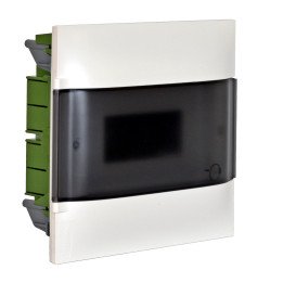 LEGRAND 1X12M FLUSH CABINET SMOKED DOOR E + N  TERMINAL BLOCK FOR MASONRY WALL