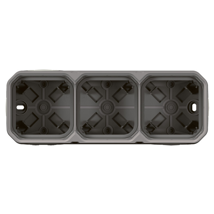 PLEXO 3 GANG BOX HORIZONTAL AND VERTICAL - GREY