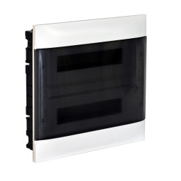 LEGRAND 2X18M FLUSH CABINET SMOKED DOOR E + N  TERMINAL BLOCK FOR DRY WALL