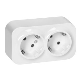 ToDo Dvigubas lizdas 2x2P+E, Schuko 16A/230VAC, IP20, baltas