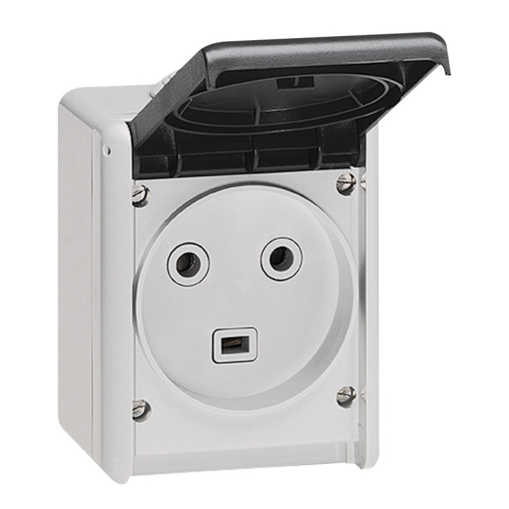 Socket outlet Plexo IP44 - 32 A - 2P+E - 230 V - surface mounting - grey