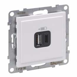 SUNO 2 USB CHARGER TYPE A+C 3A 15W WHITE