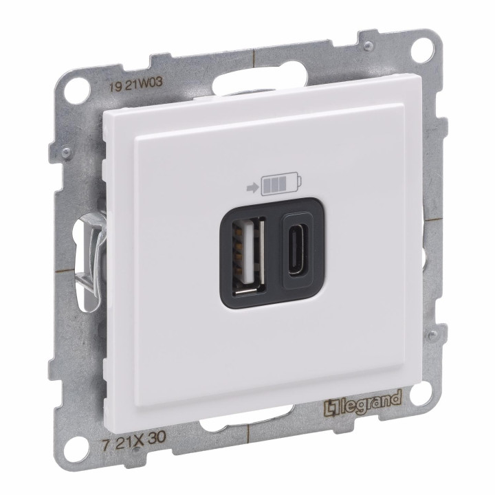 SUNO 2 USB CHARGER TYPE A+C 3A 15W WHITE