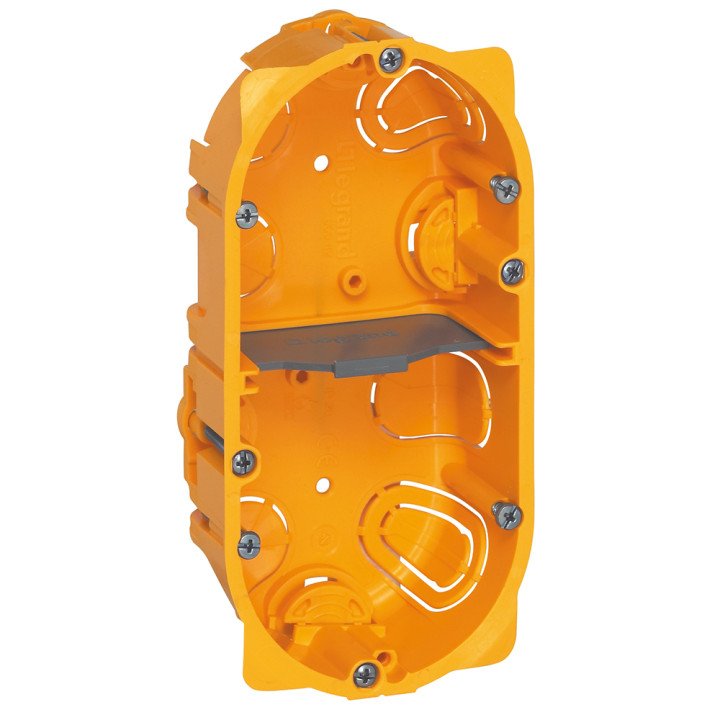 Flush mounting box Batibox - 2 gang German std - depth 40 mm - dry partitions