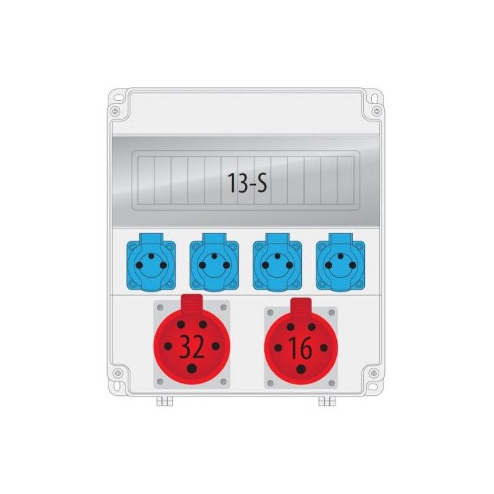 R-BOX LUX 320 distribution board 1x32A/5p 1x16A/5p 4x230V 1xB32/3 1xB16/3 3xB16/1 1x4/40/0.03 IP44