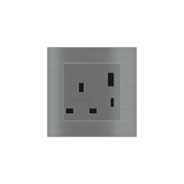 2 USB port (Type A+TypeC) painted Square Cover UK socket (55x55) Metal Titanium