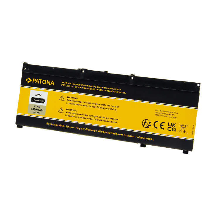 Patona PT2917 Laptop Battery for HP OMEN 15-ce/dc/cb Pavilion 15cx, 4380mAh 15.4V Li-Pol SR03XL/SR04XL