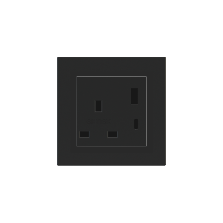 Ekinex розетка 55x55 mm Black Ingo Fenix NTM EK-PSC-UK-USB-FNI