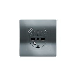 Square Plate Deep (FF/71/20Venti) (87x87) 1 window (55x55) Metal HT Black