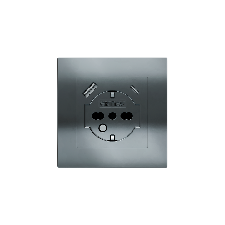Square Plate Deep (FF/71/20Venti) (87x87) 1 window (55x55) Metal HT Black