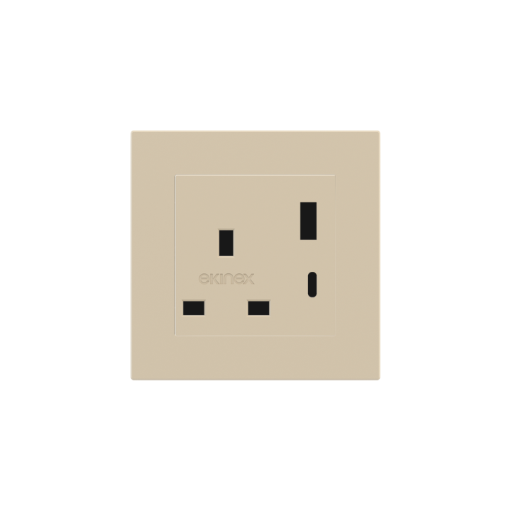2 USB port (Type A+TypeC) painted Square Cover UK socket (55x55) Fenix NTM Beige Luxor