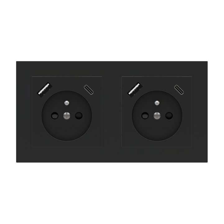 Rectangular Plate 71 (Form/Flank/NF) (80x151) 2 windows (55x55)+(55x55) Fenix NTM Black Ingo
