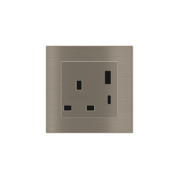 2 USB port (Type A+TypeC) painted Square Cover UK socket (55x55) Metal Nickel
