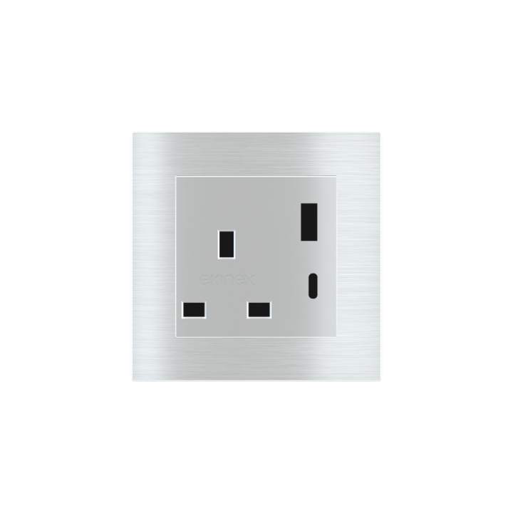 2 USB port (Type A+TypeC) painted Square Cover UK socket (55x55) Metal Alluminium