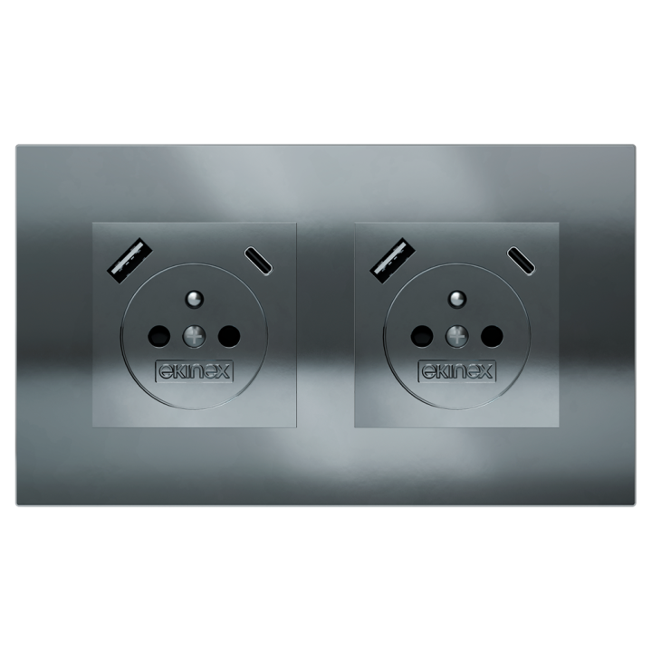 Ekinex plāksne 20venti 98x168 mm melns metāls EK-S2P-CBM