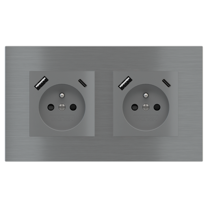 Rectangular Plate Surface (71/20Venti) (98x168) 2 windows (55x55)+(55x55) Metal Titanium