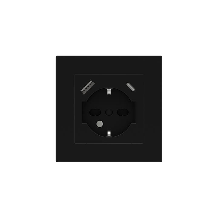 Square Plate Deep (FF/71/20Venti) (87x87) 1 window (55x55) Plastic Intense Black