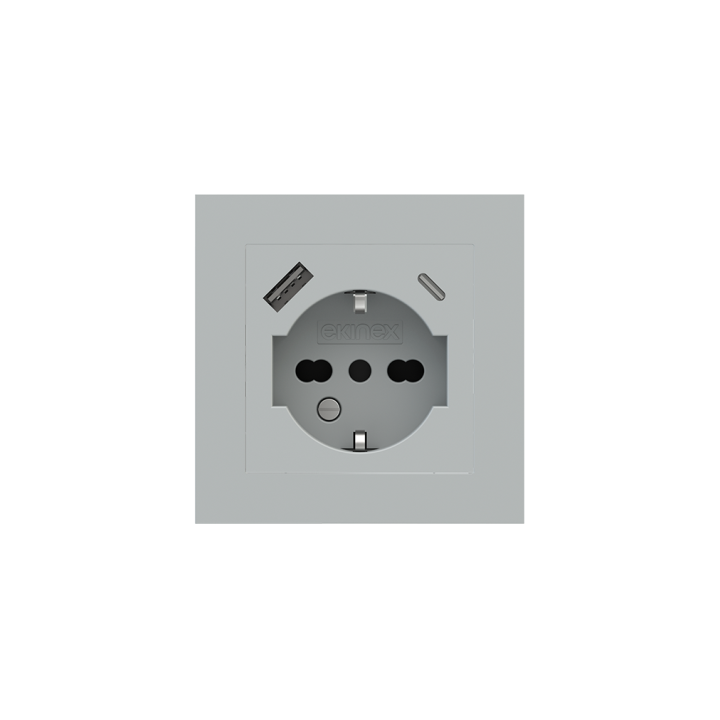 Square Plate 71 (Form/Flank/NF) (80x80) 1 window (55x55) Fenix NTM Grey Ephesus