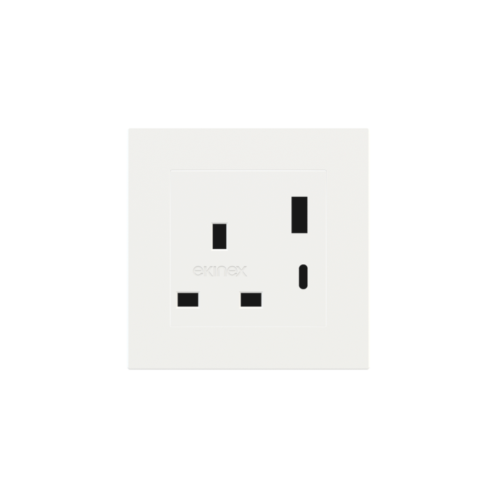 2 USB port (Type A+TypeC) painted Square Cover UK socket (55x55) Fenix NTM White Malè
