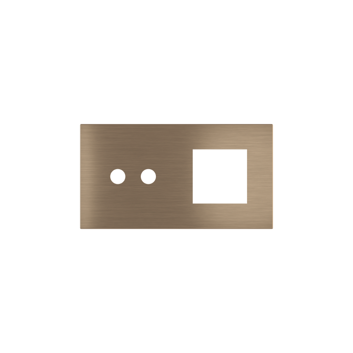 Magnetic plate 2-fold for 2-rocker push button + (45x45 mm window) Proxima series Metal Dark Chocolate