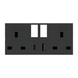 Double front cover Anthracite grey (RAL 7016) - UK USB A/C