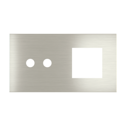 Magnetic plate 2-fold for 2-rocker push button + (45x45 mm window) Proxima series Metal Steel Brushed