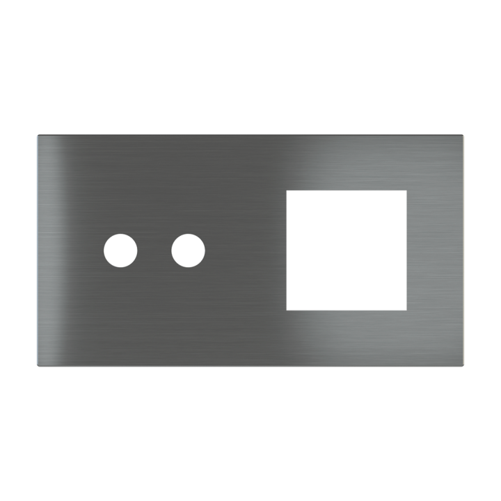 Magnetic plate 2-fold for 2-rocker push button + (45x45 mm window) Proxima series Metal Quantum Carbon