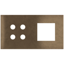 Magnetic plate 2-fold for 4-rocker push button + (45x45 mm window) Proxima series Metal Bronze Corked