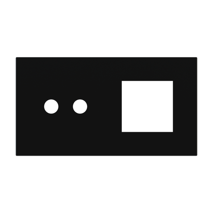 Magnetic plate 2-fold for 2-rocker push button + (45x45 mm window) Proxima series Metal Insense Black