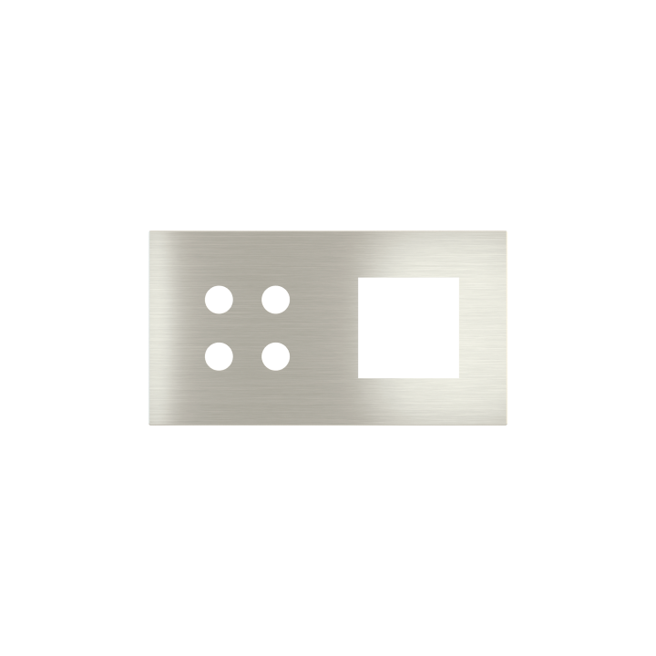 Magnetic plate 2-fold for 4-rocker push button + (45x45 mm window) Proxima series Metal Steel Brushed