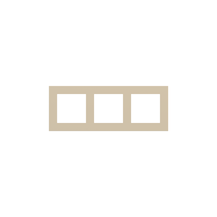 Rectangular Plate Deep (FF/71/20Venti) (87x229) 3 windows (55x55)+(55x55)+(55x55) Fenix NTM Beige Luxor