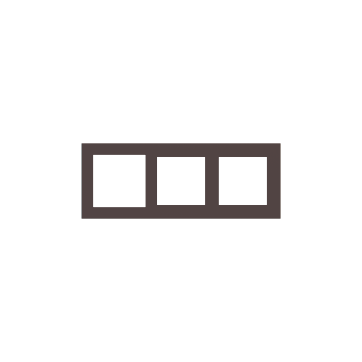 Rectangular Plate Deep (FF/71/20Venti) (87x229) 3 windows (60x60)+(55x55)+(55x55) Fenix NTM Cocoa Orinoco