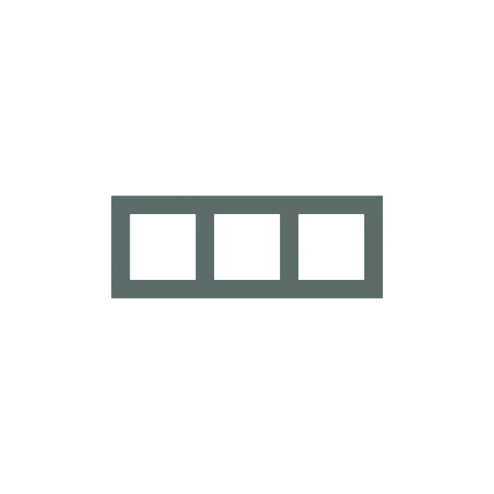 Rectangular Plate Deep (FF/71/20Venti) (87x229) 3 windows (55x55)+(55x55)+(55x55) Fenix NTM Green Commodore