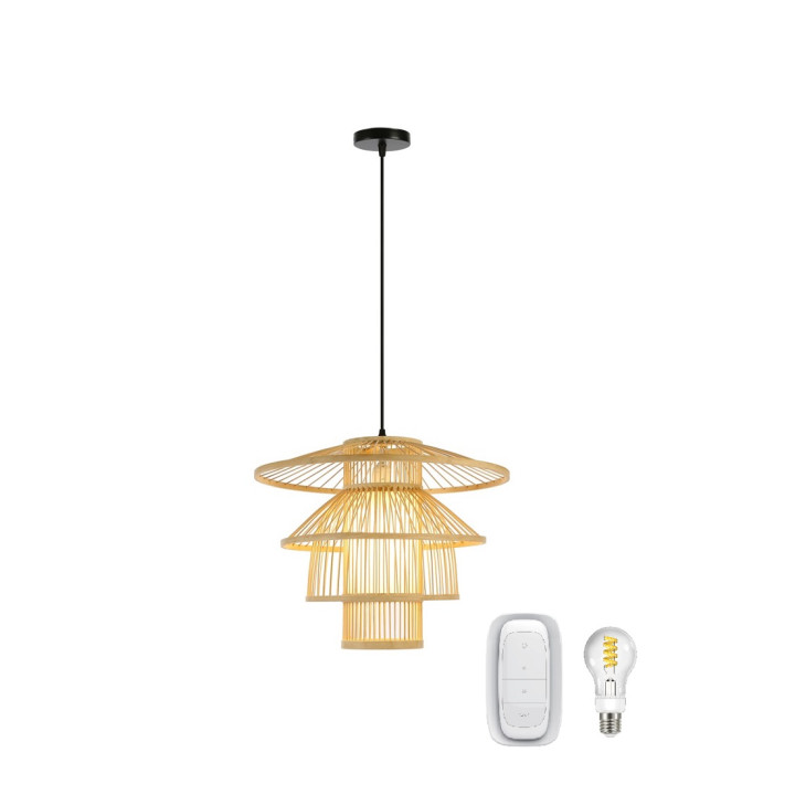 Immax 08255-S Подвесной светильник BOHO PINCHOS SMART, D50см, E27, бамбуковое дерево