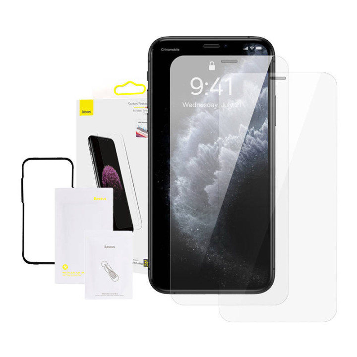 Baseus 0,3 mm täisklaasist karastatud klaasist kile (2tk pakis) iPhone XS Max / 11 Pro Max 6,5 tolli jaoks