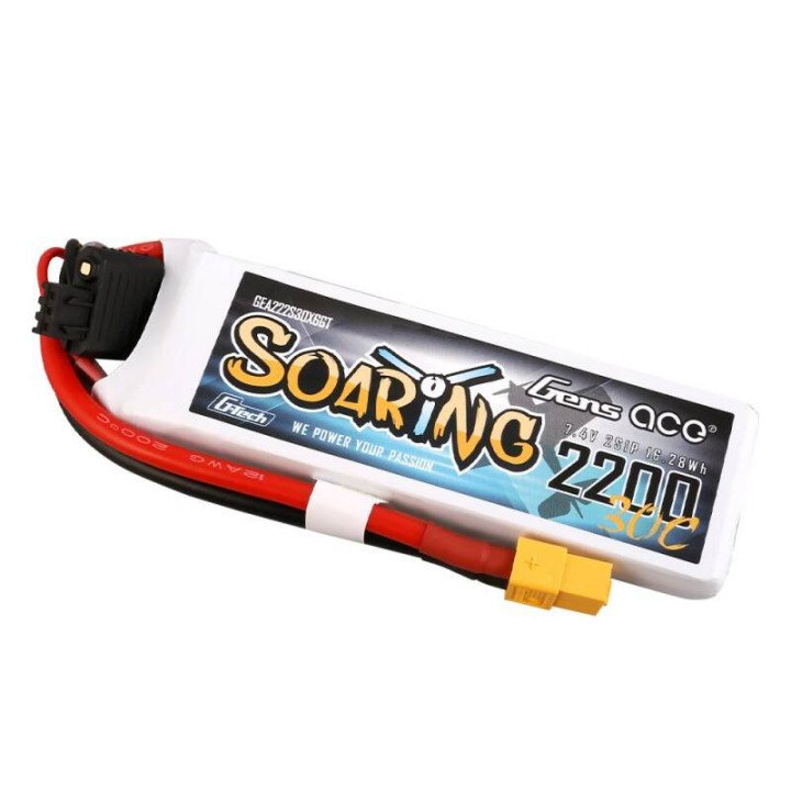 Gens Ace G-Tech Soaring 2200mAh 7.4V 30C 2S1P XT60 LiPo Battery